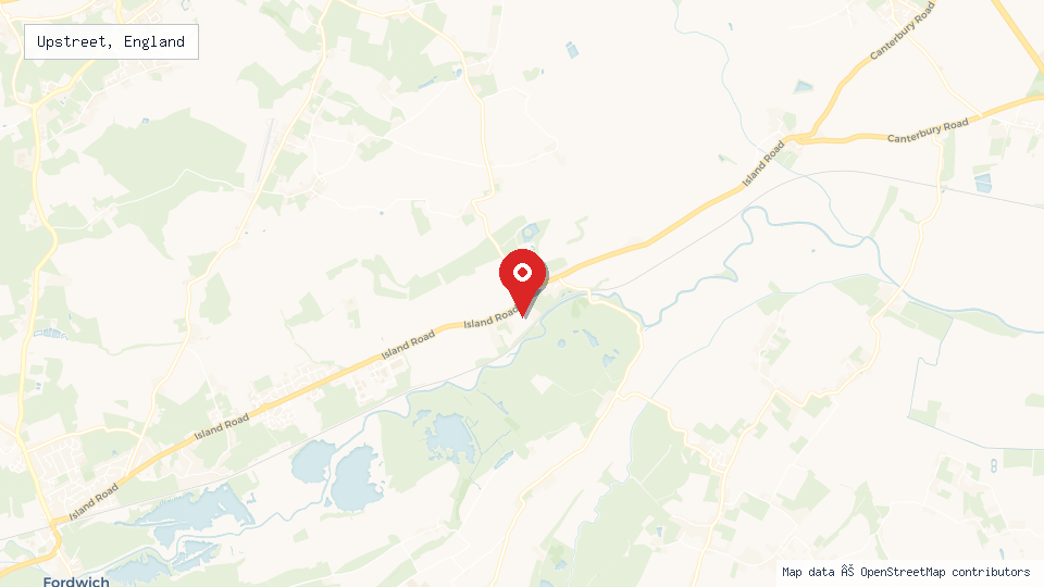 Street map of Upstreet, England with location pin