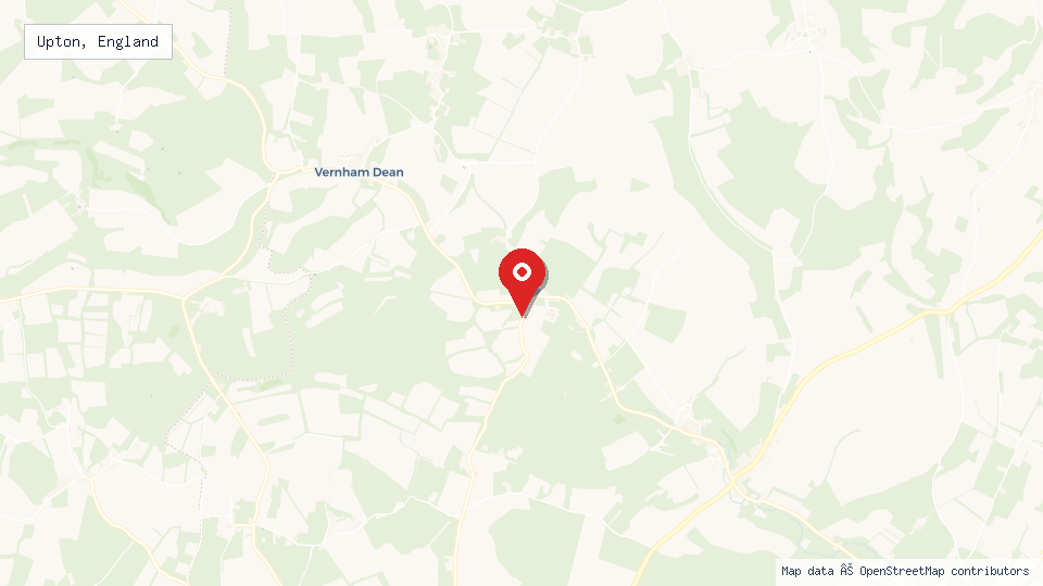 Street map of Upton, England with location pin