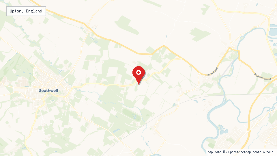 Street map of Upton, England with location pin