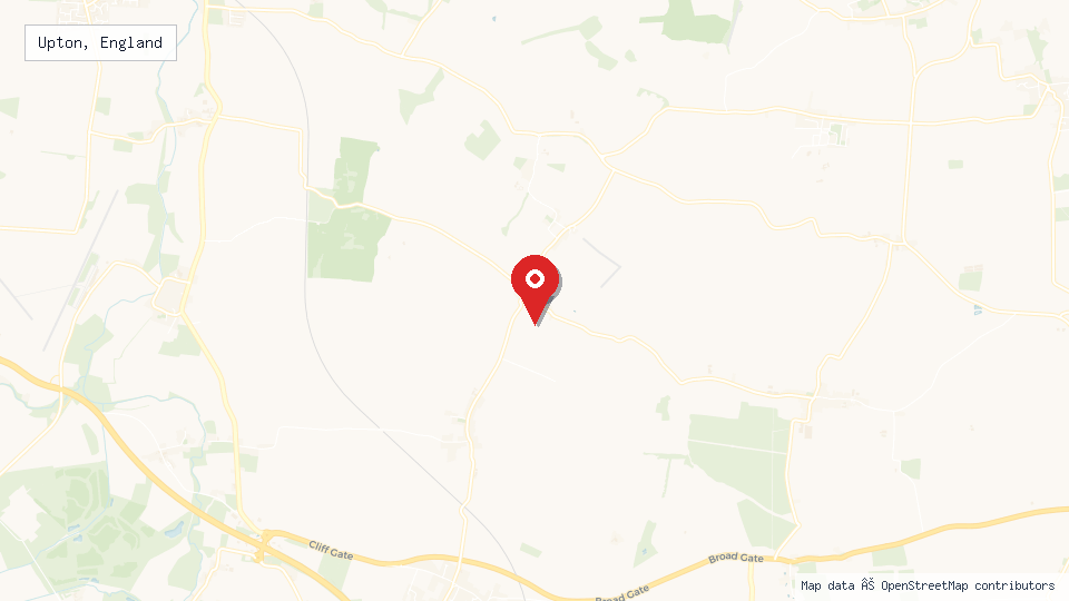 Street map of Upton, England with location pin