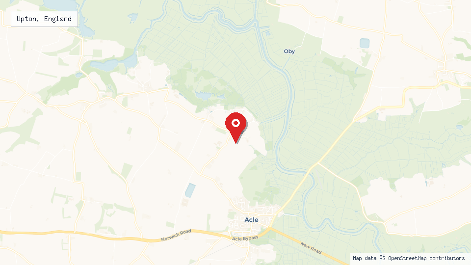 Street map of Upton, England with location pin