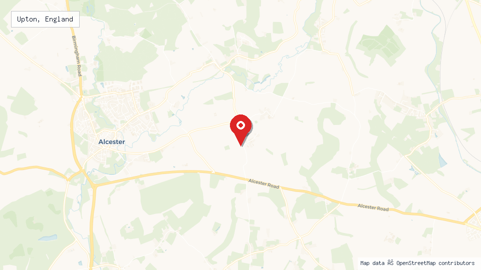 Street map of Upton, England with location pin