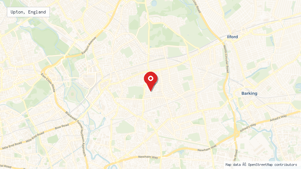 Street map of Upton, England with location pin