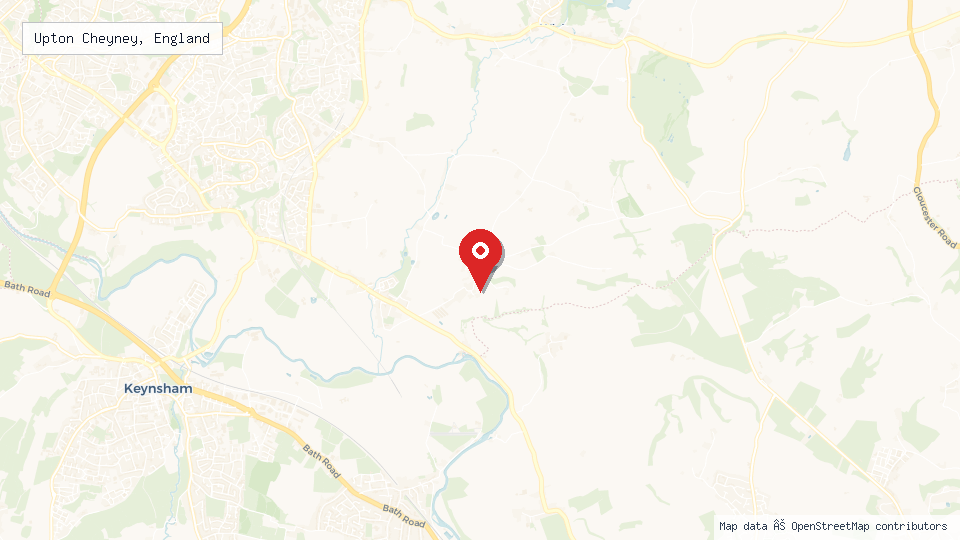Street map of Upton Cheyney, England with location pin