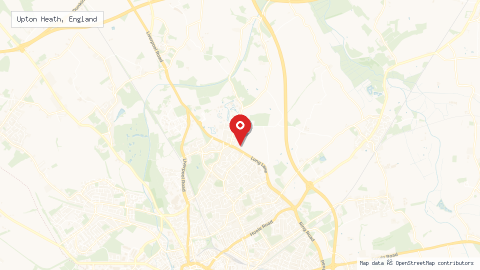 Street map of Upton Heath, England with location pin