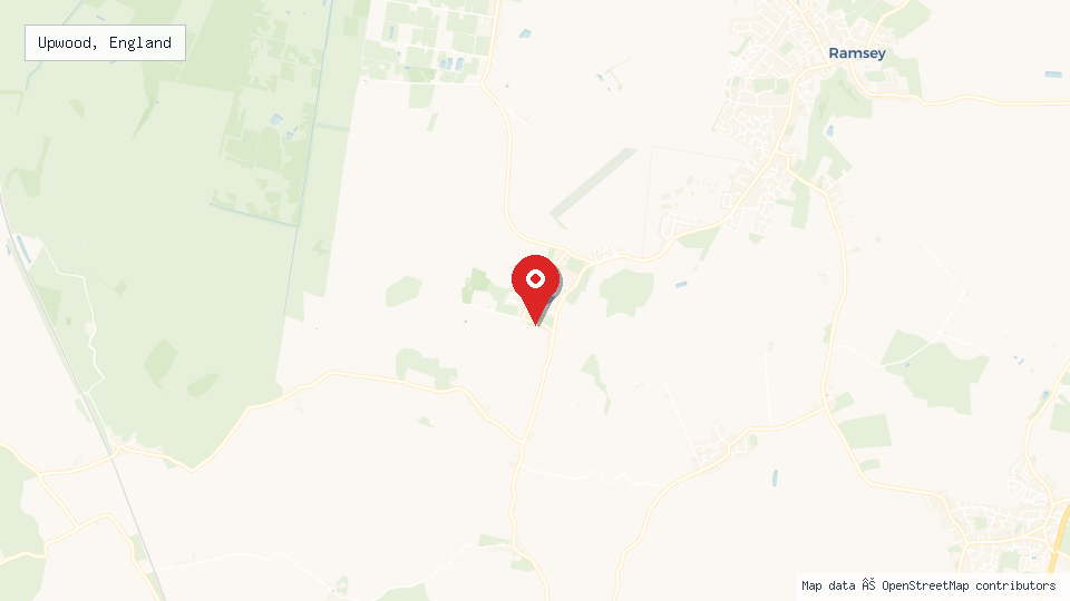 Street map of Upwood, England with location pin
