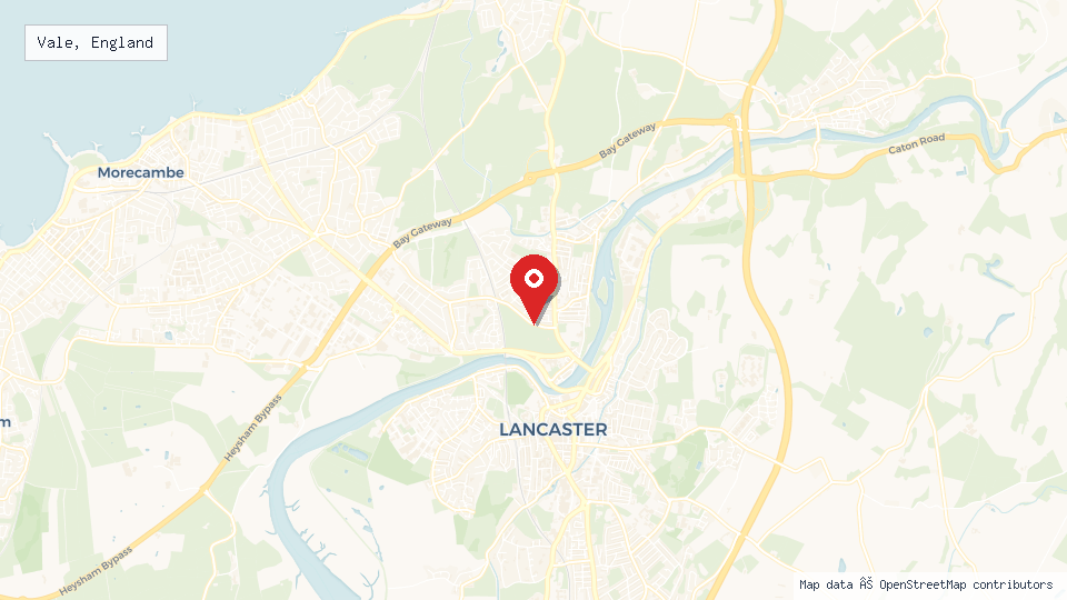 Street map of Vale, England with location pin