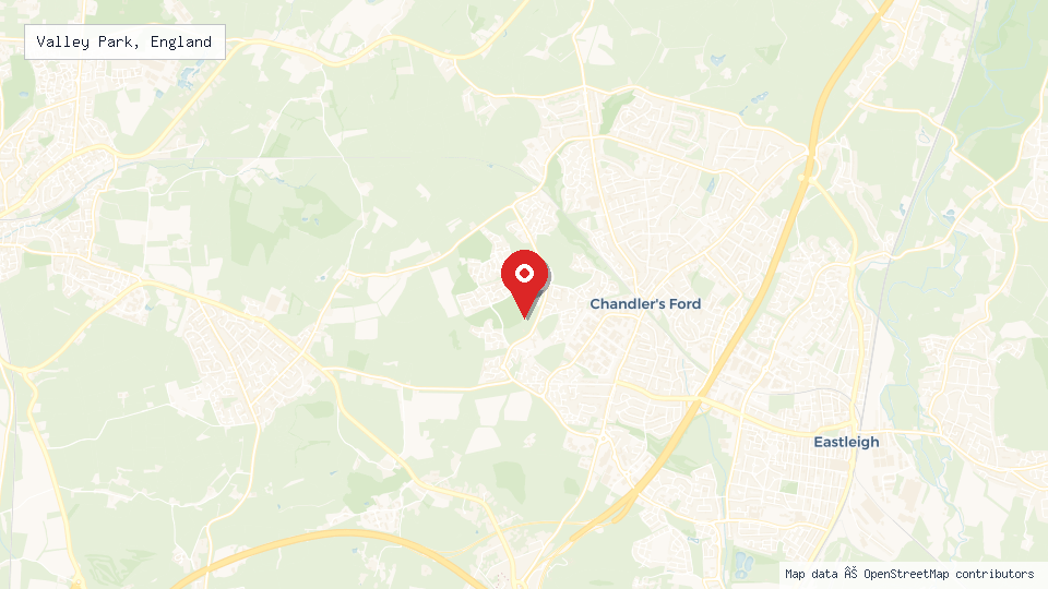 Street map of Valley Park, England with location pin