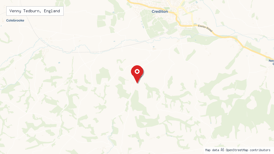 Street map of Venny Tedburn, England with location pin