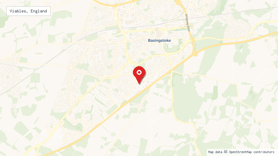 Street map of Viables, England with location pin