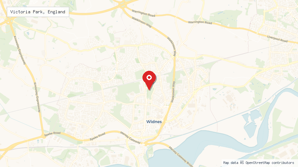Street map of Victoria Park, England with location pin