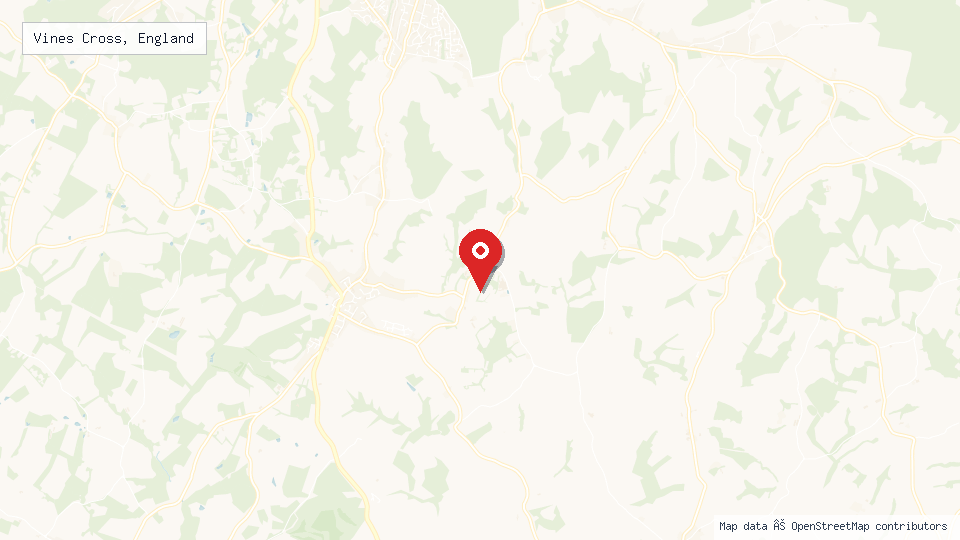 Street map of Vines Cross, England with location pin