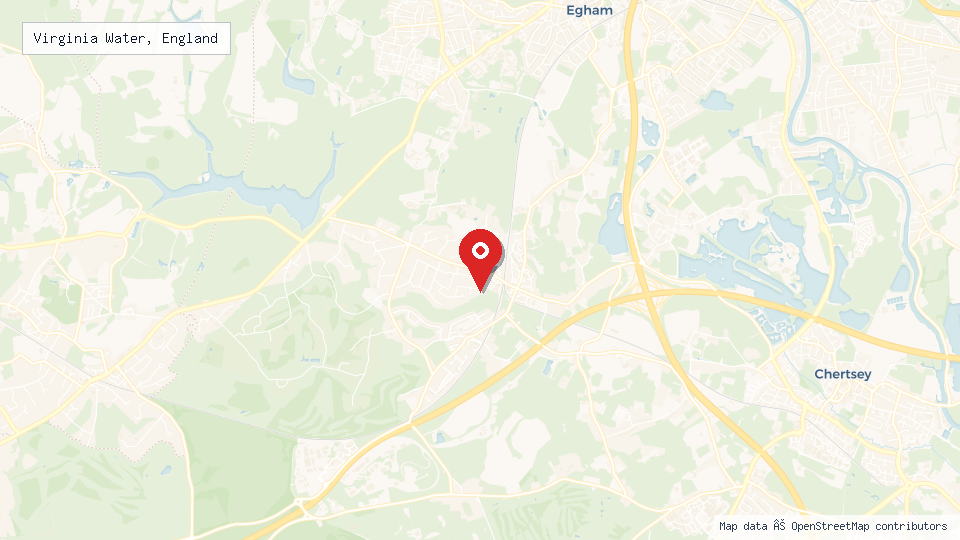 Street map of Virginia Water, England with location pin
