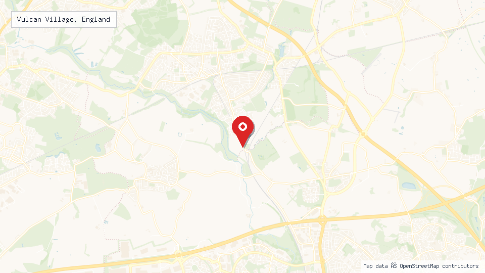 Street map of Vulcan Village, England with location pin