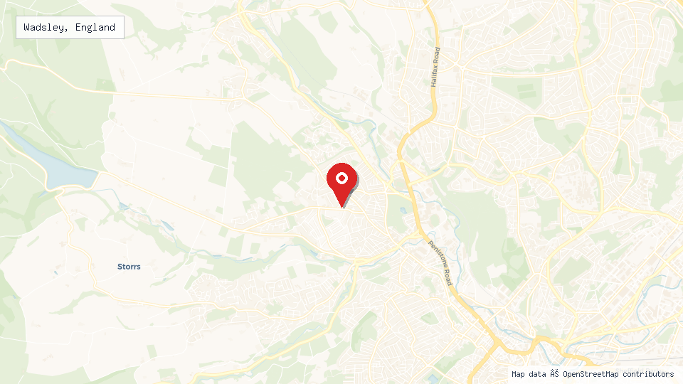 Street map of Wadsley, England with location pin