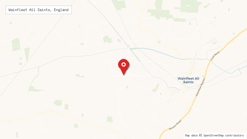 Street map of Wainfleet All Saints, England with location pin