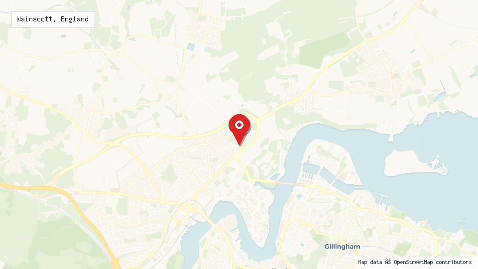 Street map of Wainscott, England with location pin