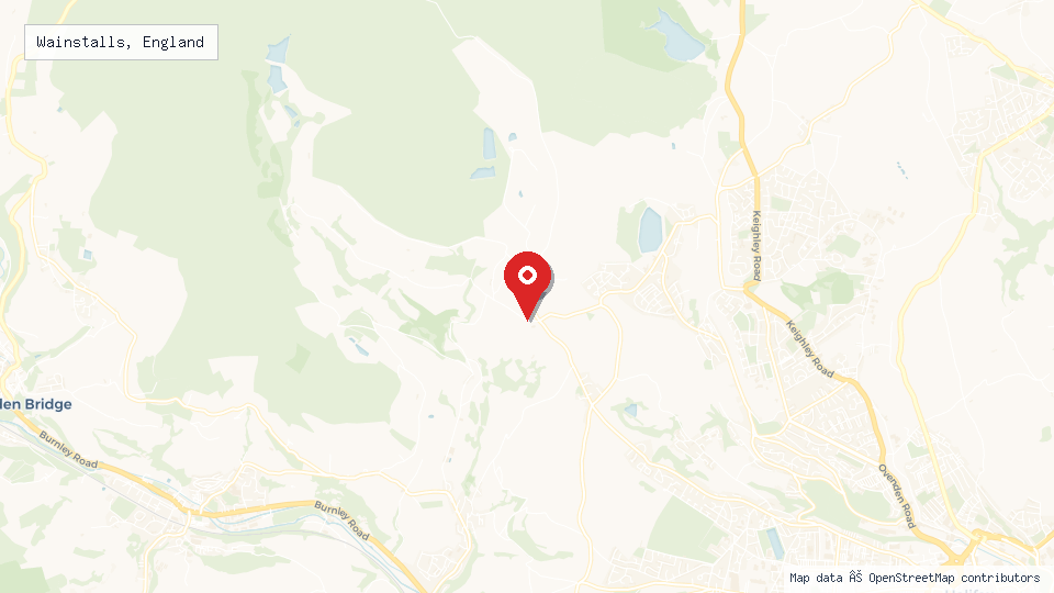 Street map of Wainstalls, England with location pin