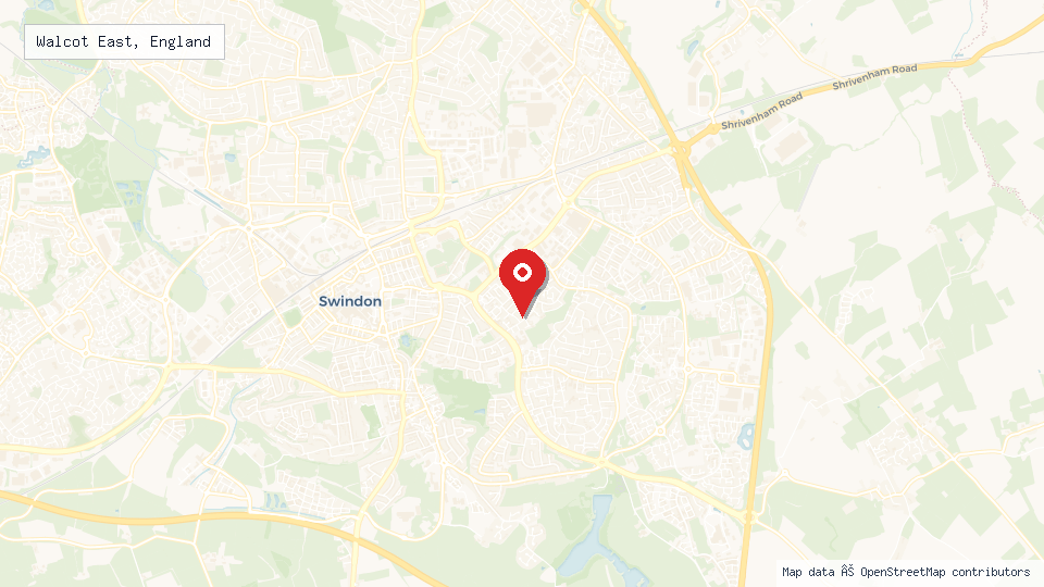Street map of Walcot East, England with location pin