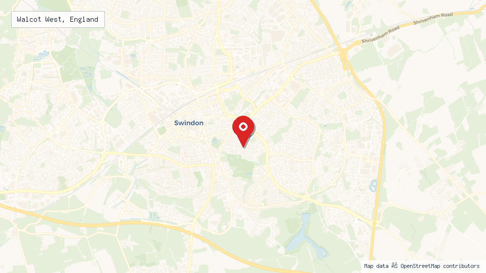 Street map of Walcot West, England with location pin