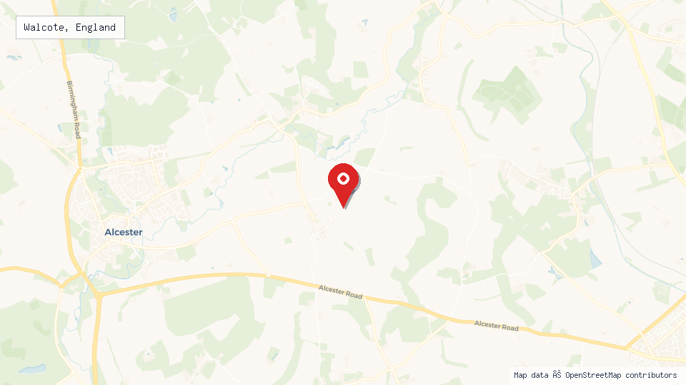Street map of Walcote, England with location pin