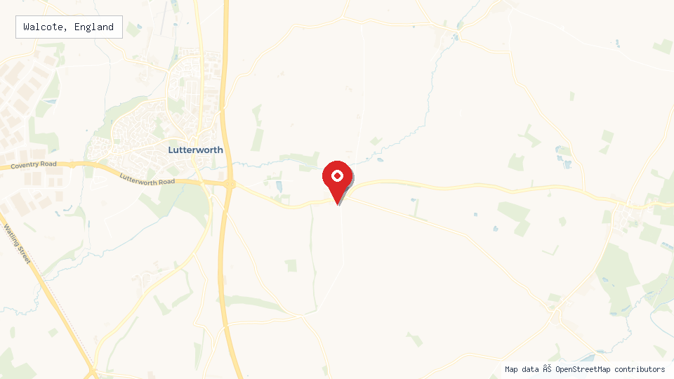 Street map of Walcote, England with location pin