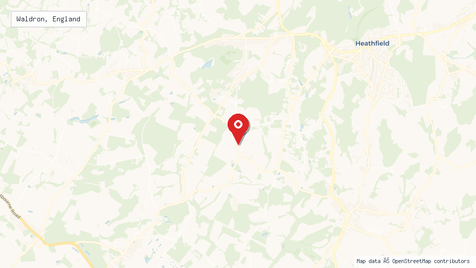 Street map of Waldron, England with location pin