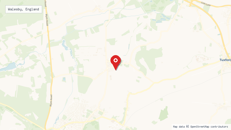 Street map of Walesby, England with location pin