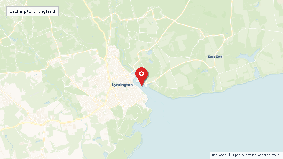 Street map of Walhampton, England with location pin