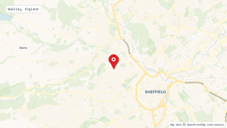 Street map of Walkley, England with location pin