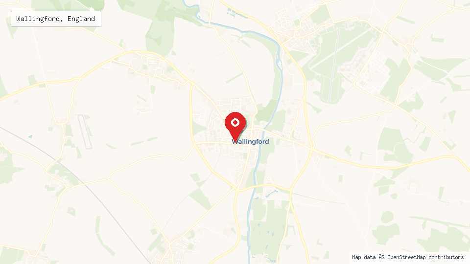 Street map of Wallingford, England with location pin