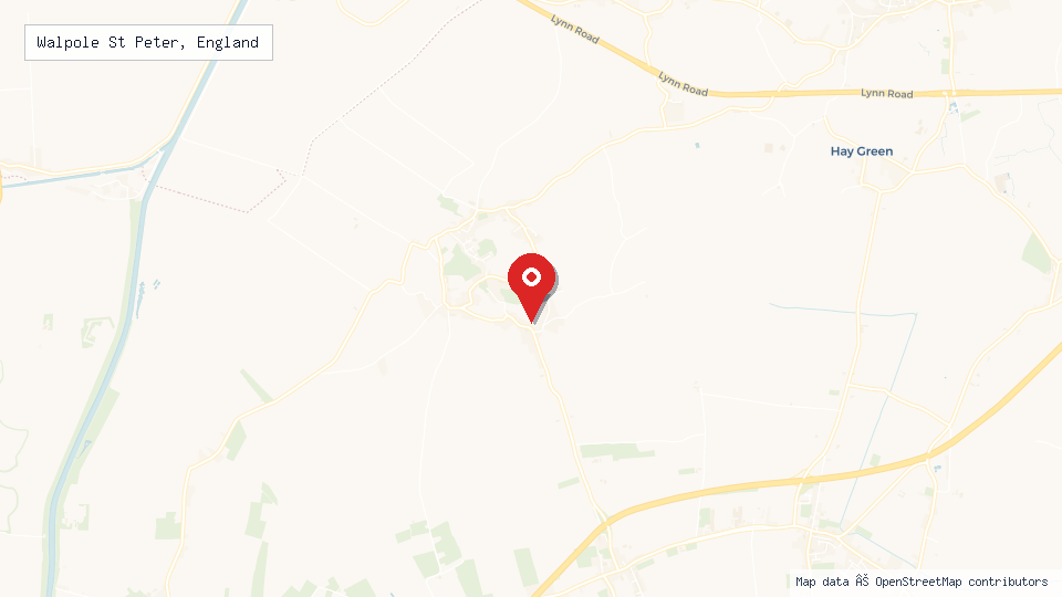 Street map of Walpole St Peter, England with location pin