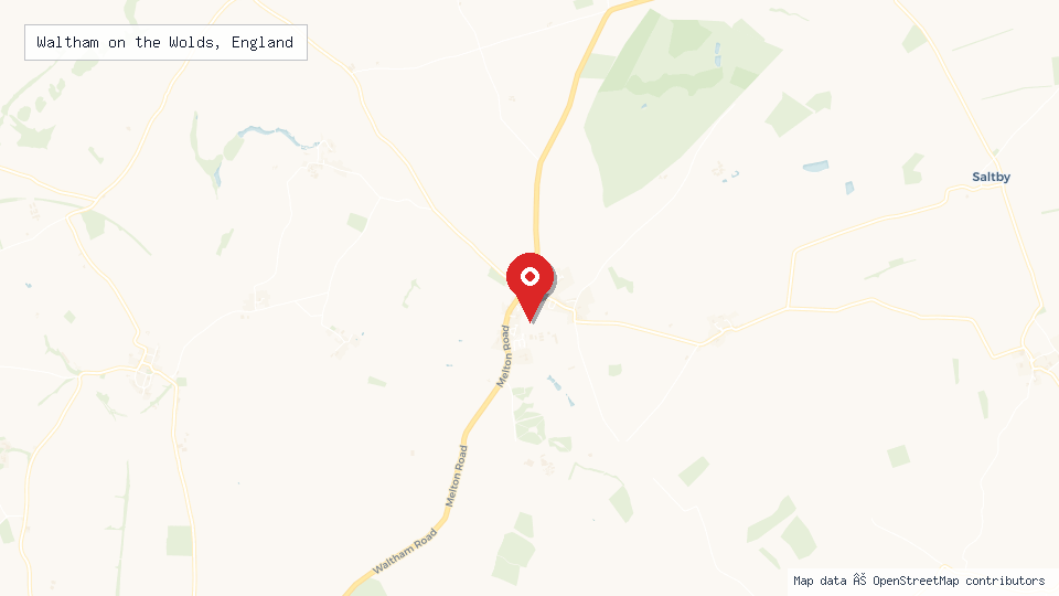 Street map of Waltham on the Wolds, England with location pin