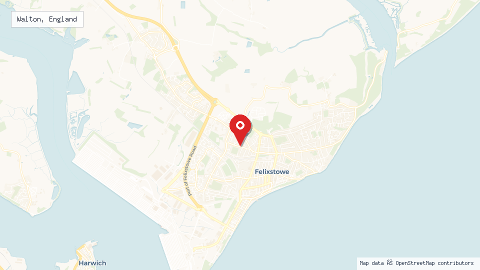 Street map of Walton, England with location pin