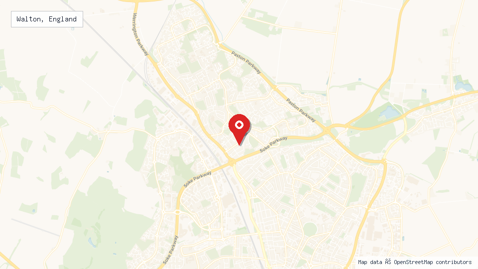 Street map of Walton, England with location pin