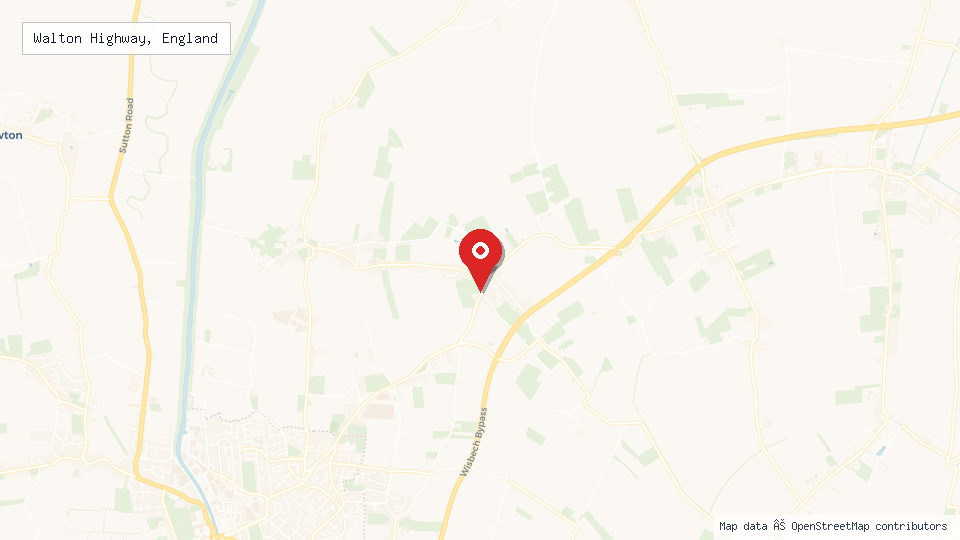 Street map of Walton Highway, England with location pin