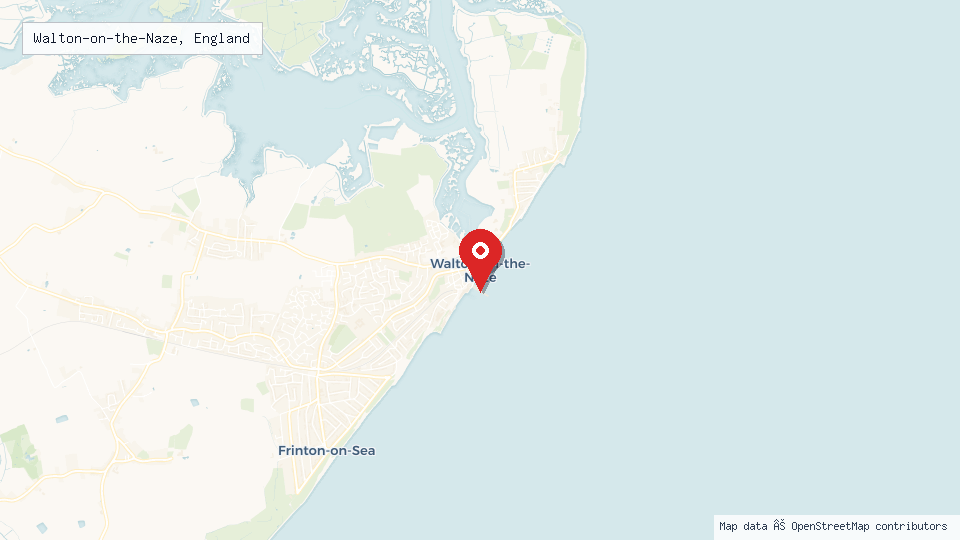 Street map of Walton-on-the-Naze, England with location pin