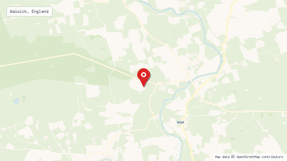 Street map of Walwick, England with location pin