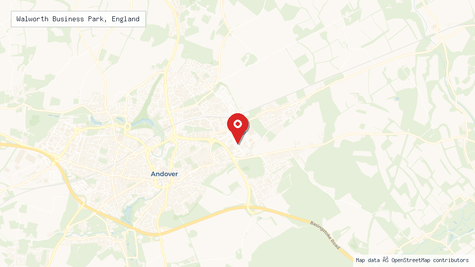 Street map of Walworth Business Park, England with location pin