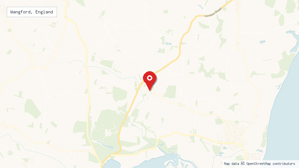 Street map of Wangford, England with location pin