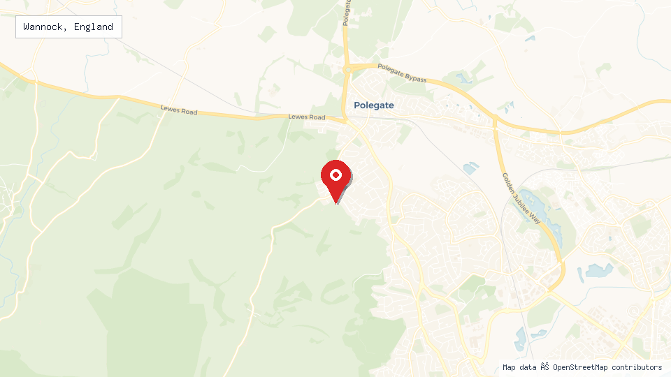 Street map of Wannock, England with location pin