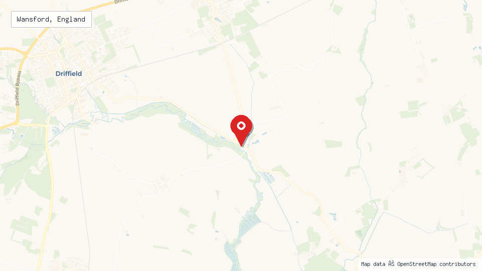 Street map of Wansford, England with location pin
