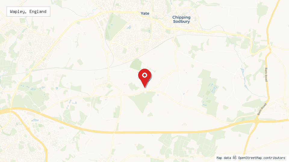 Street map of Wapley, England with location pin