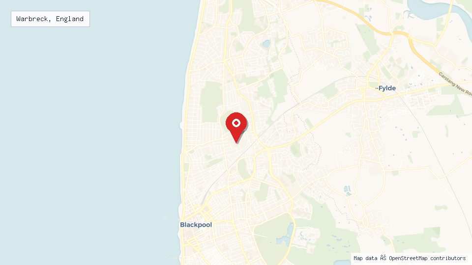 Street map of Warbreck, England with location pin