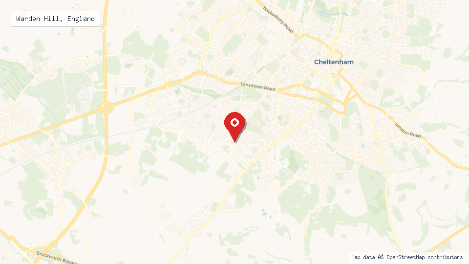 Street map of Warden Hill, England with location pin