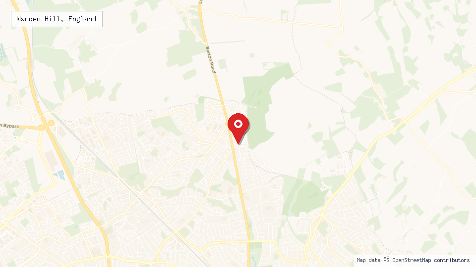 Street map of Warden Hill, England with location pin