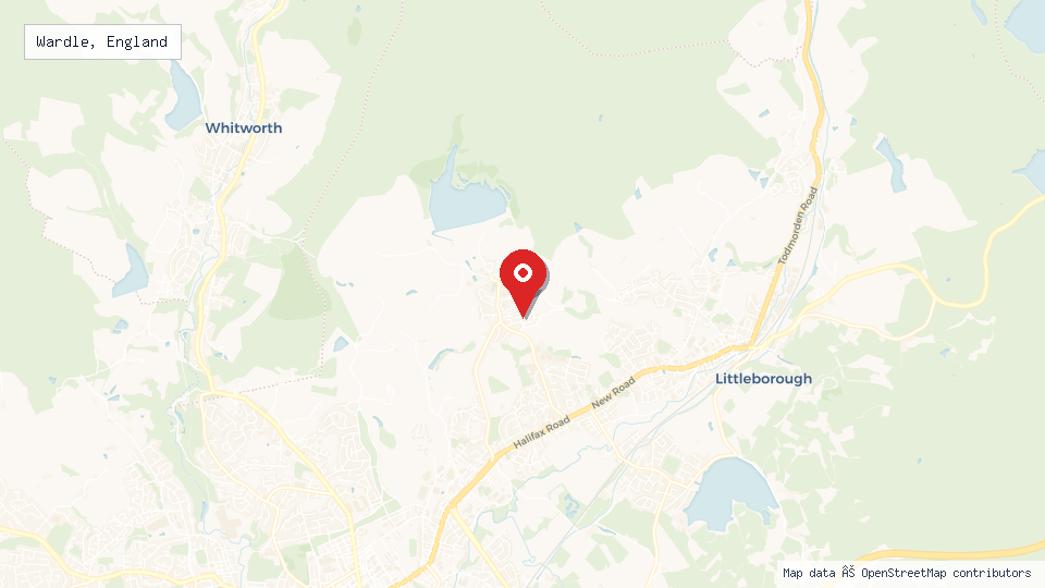 Street map of Wardle, England with location pin