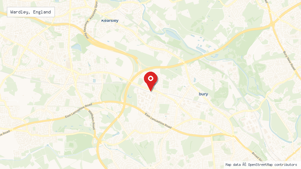 Street map of Wardley, England with location pin