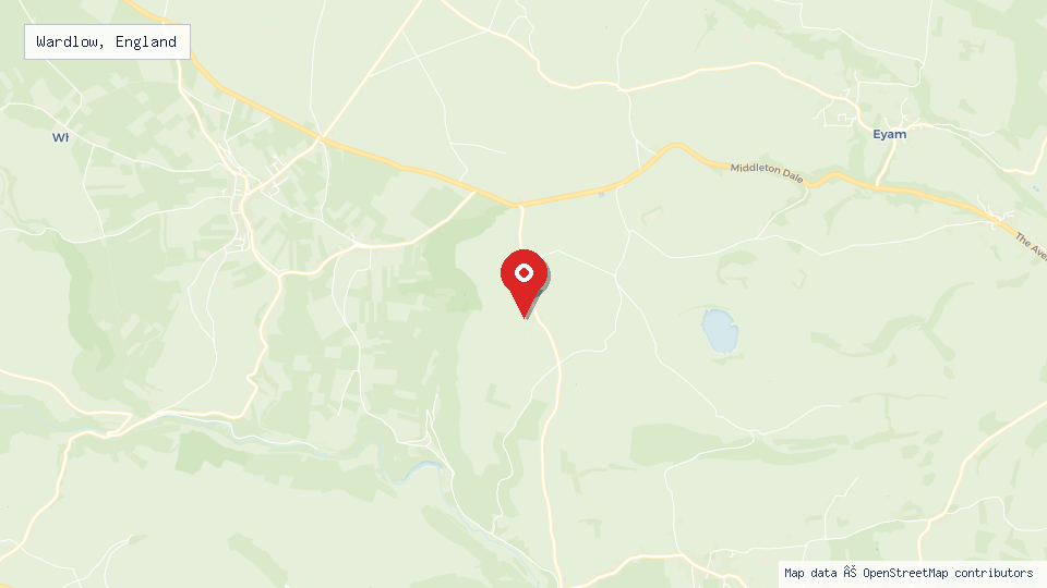 Street map of Wardlow, England with location pin
