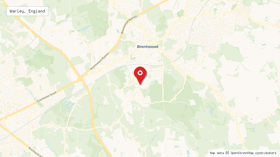 Street map of Warley, England with location pin